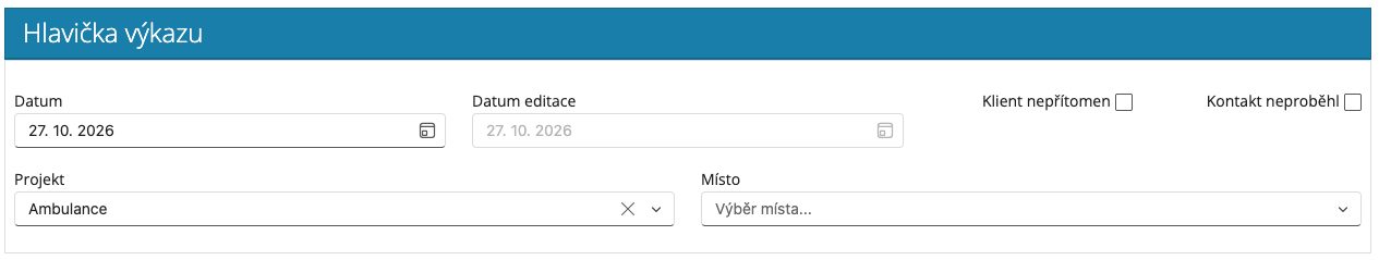 Voliče Klient nepřítomen a Kontakt neproběhl
